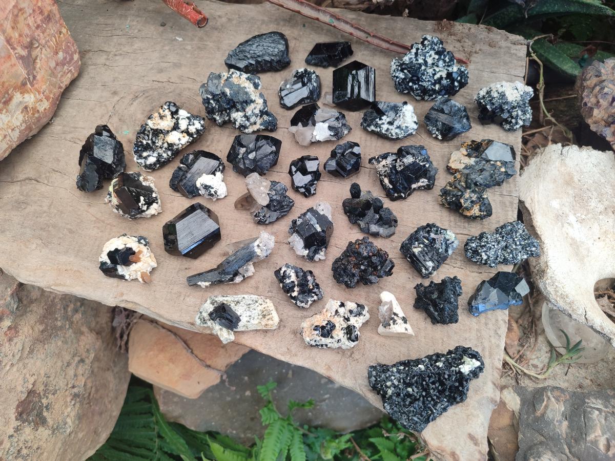 Natural Schorl Black Tourmaline with Associated Minerals x 36 From Erongo, Namibia - Toprock Gemstones and Minerals 