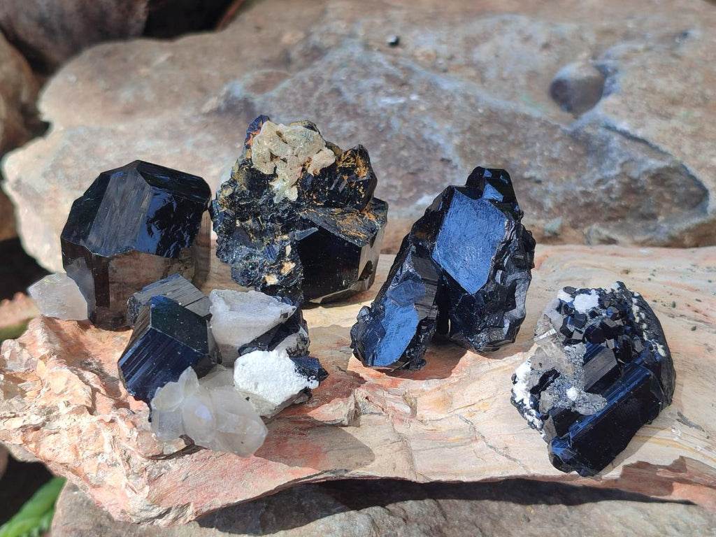 Natural Schorl Black Tourmaline with Associated Minerals x 36 From Erongo, Namibia - Toprock Gemstones and Minerals 