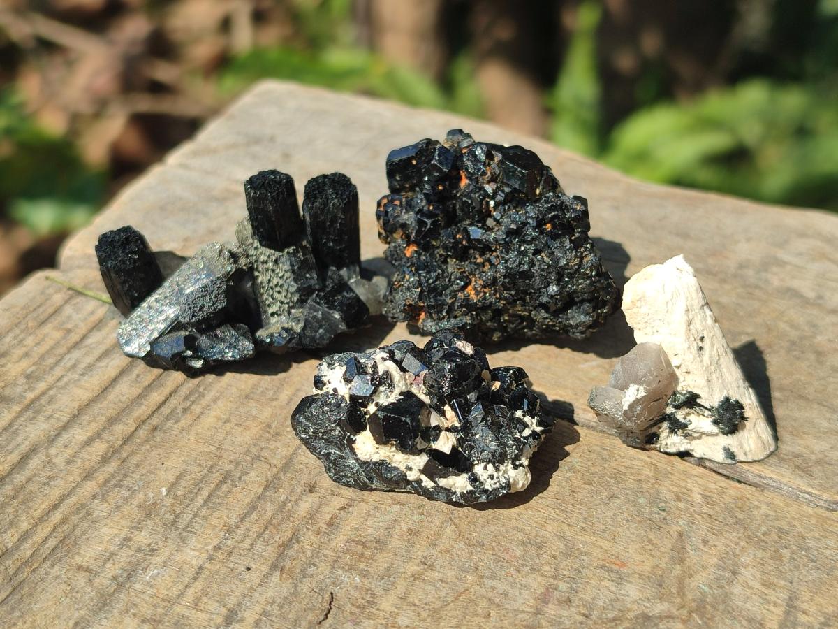 Natural Schorl Black Tourmaline with Associated Minerals x 36 From Erongo, Namibia - Toprock Gemstones and Minerals 
