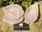 Hand Made Gemmy Rose Quartz Leaf Carvings x 4 From Madagascar - Toprock Gemstones and Minerals 
