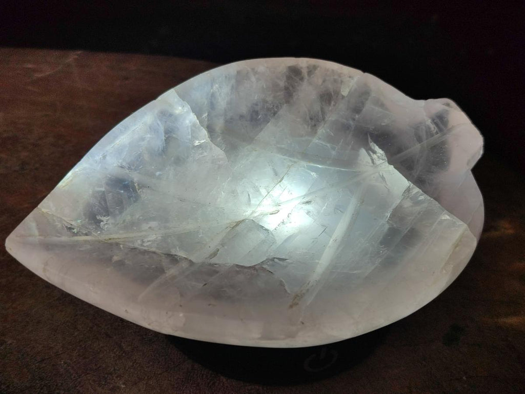 Hand Made Gemmy Rose Quartz Leaf Carvings x 4 From Madagascar - Toprock Gemstones and Minerals 