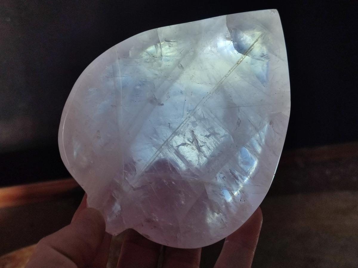 Hand Made Gemmy Rose Quartz Leaf Carvings x 4 From Madagascar - Toprock Gemstones and Minerals 