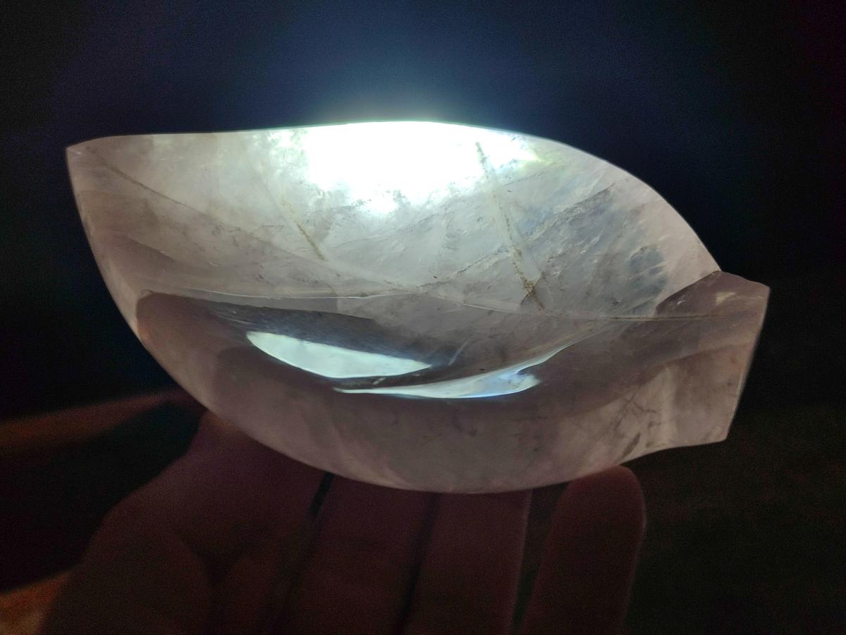 Hand Made Gemmy Rose Quartz Leaf Carvings x 4 From Madagascar - Toprock Gemstones and Minerals 