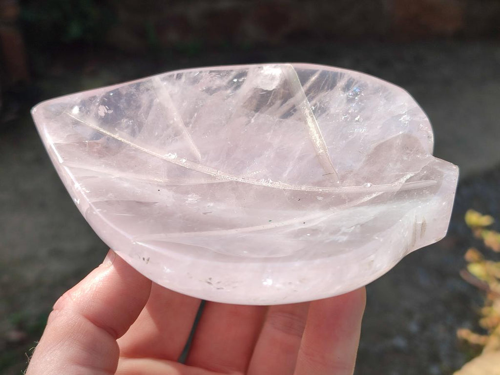 Hand Made Gemmy Rose Quartz Leaf Carvings x 4 From Madagascar - Toprock Gemstones and Minerals 