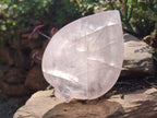Hand Made Gemmy Rose Quartz Leaf Carvings x 4 From Madagascar - Toprock Gemstones and Minerals 