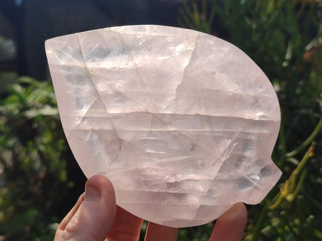 Hand Made Gemmy Rose Quartz Leaf Carvings x 4 From Madagascar - Toprock Gemstones and Minerals 