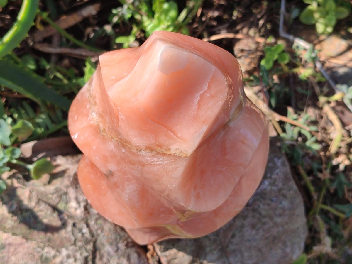 Polished XL Orange Twist Calcite Flame x 1 From Maevatanana, Madagascar - Toprock Gemstones and Minerals 