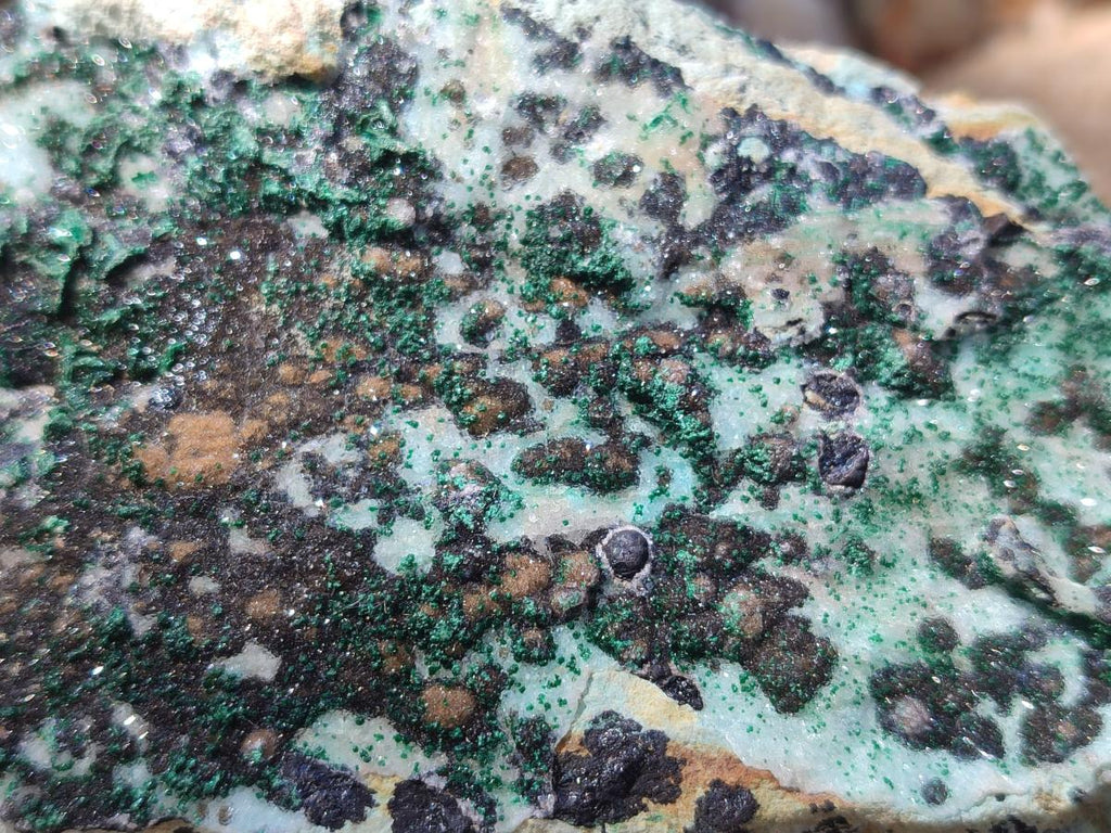 Natural Drusy Coated Chrysocolla Specimens with Malachite and Heterogenite on Dolomite Matrix x 3 From Kakanda, Congo - Toprock Gemstones and Minerals 