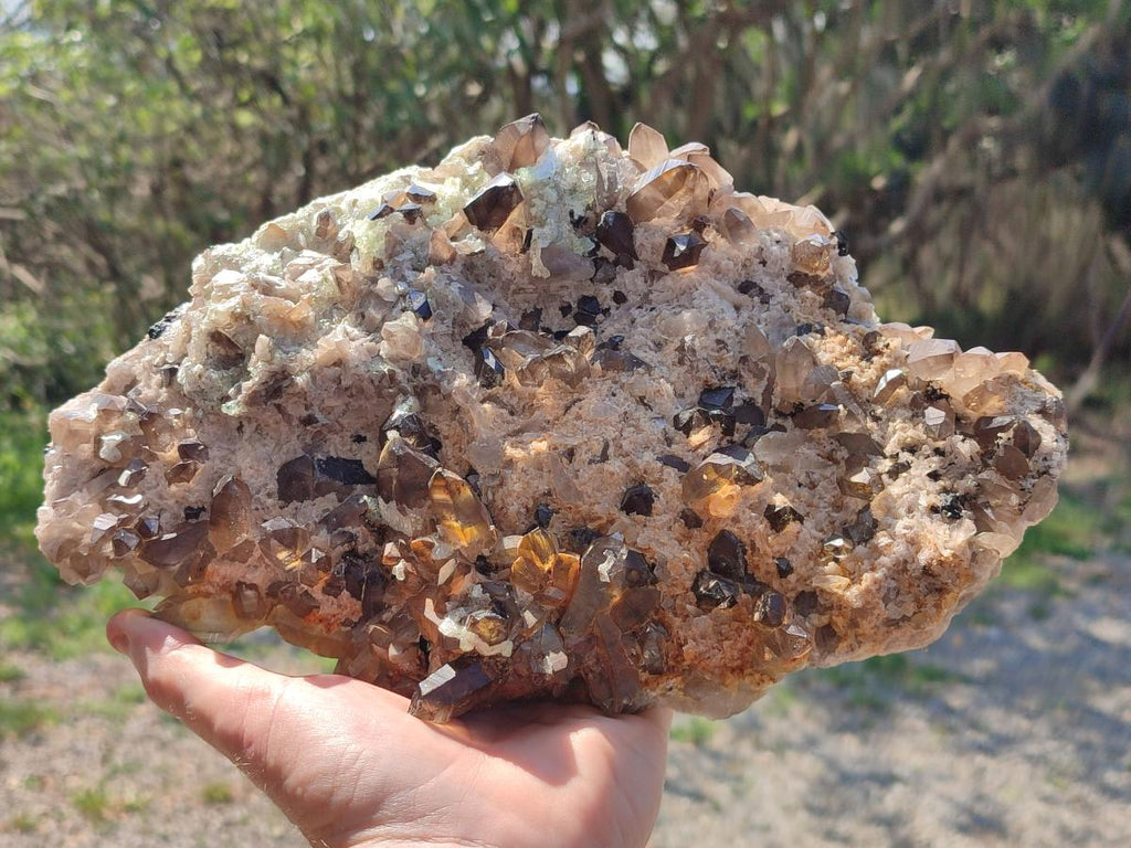 Natural Large Smokey Quartz Cluster with Hyalite Opal x 1 From Erongo, Namibia - Toprock Gemstones and Minerals 