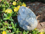 Polished and Natural Blue Celestite Eggs x 6 From Sakoany, Madagascar