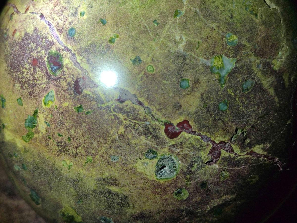Polished XL Green and Red Amygdale Sphere x 1 From Tshipise South Africa - Toprock Gemstones and Minerals 