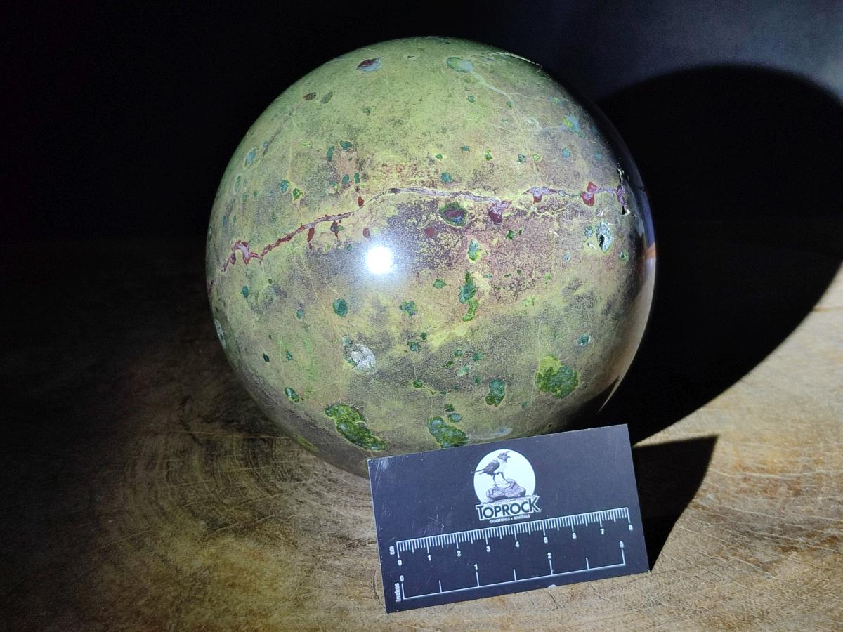 Polished XL Green and Red Amygdale Sphere x 1 From Tshipise South Africa - Toprock Gemstones and Minerals 