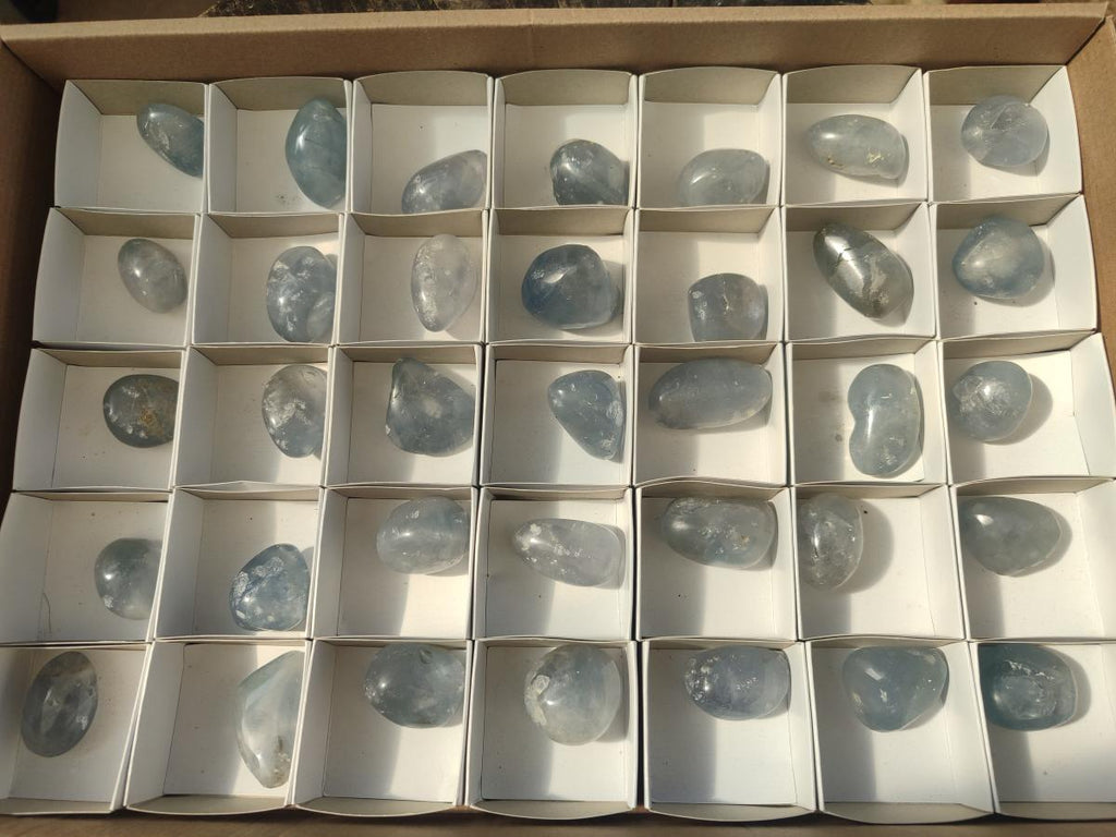 Polished Blue Celestite Free Forms x 35 From Sakoany, Madagascar - Toprock Gemstones and Minerals 