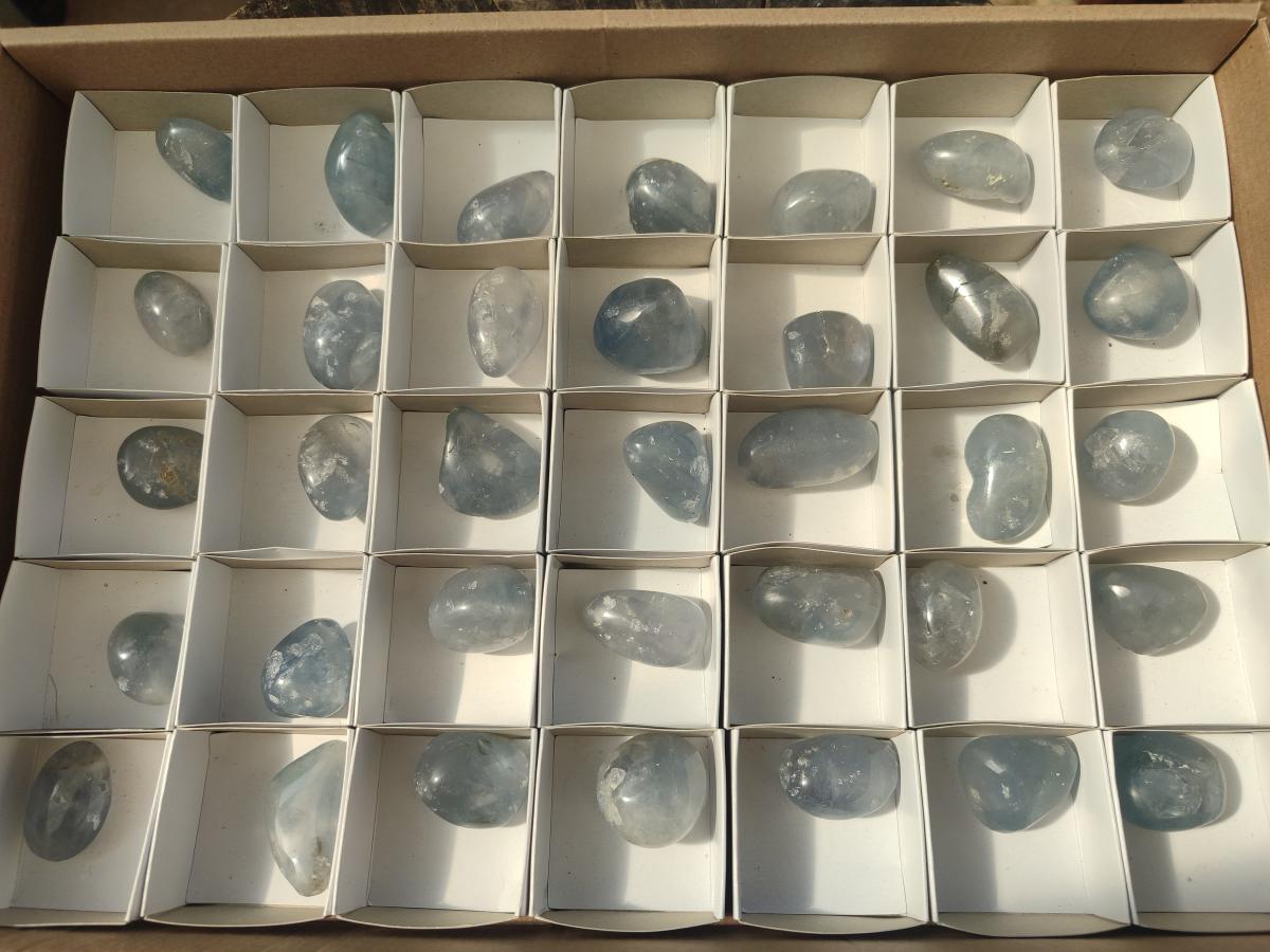 Polished Blue Celestite Free Forms x 35 From Sakoany, Madagascar - Toprock Gemstones and Minerals 