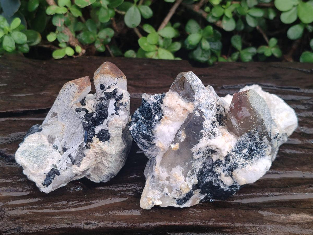 Natural Smokey Quartz Clusters with Associated Minerals x 2 From Erongo, Namibia - Toprock Gemstones and Minerals 