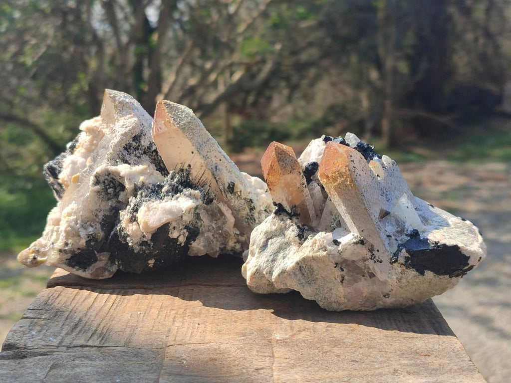 Natural Smokey Quartz Clusters with Associated Minerals x 2 From Erongo, Namibia - Toprock Gemstones and Minerals 