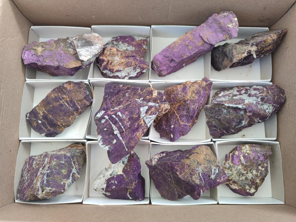 Natural Metallic Cobbed Purpurite Specimens x 12 From Erongo, Namibia - Toprock Gemstones and Minerals 