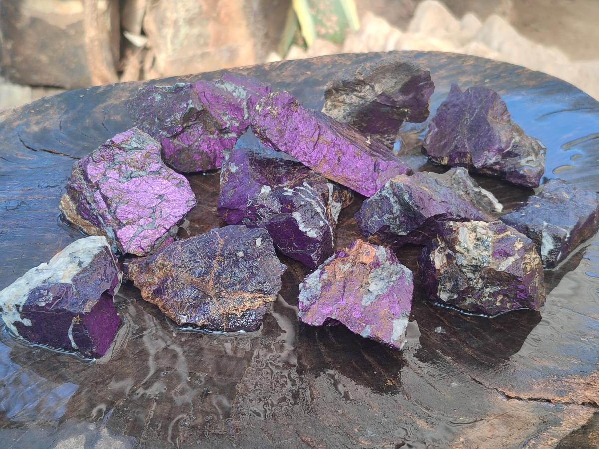 Natural Metallic Cobbed Purpurite Specimens x 12 From Erongo, Namibia - Toprock Gemstones and Minerals 