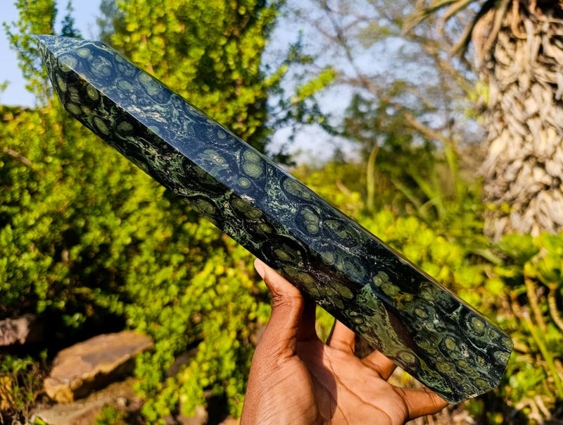 Polished XL Stromatolite "Kambamba Jasper" Long Tower x 1 From Katsepy, Madagascar - Toprock Gemstones and Minerals 