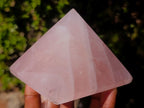 Polished Gemmy Rose Quartz Pyramids x 3 From Madagascar - Toprock Gemstones and Minerals 
