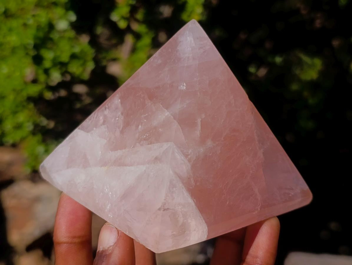Polished Gemmy Rose Quartz Pyramids x 3 From Madagascar - Toprock Gemstones and Minerals 