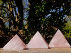 Polished Gemmy Rose Quartz Pyramids x 3 From Madagascar - Toprock Gemstones and Minerals 