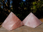 Polished Gemmy Rose Quartz Pyramids x 3 From Madagascar - Toprock Gemstones and Minerals 