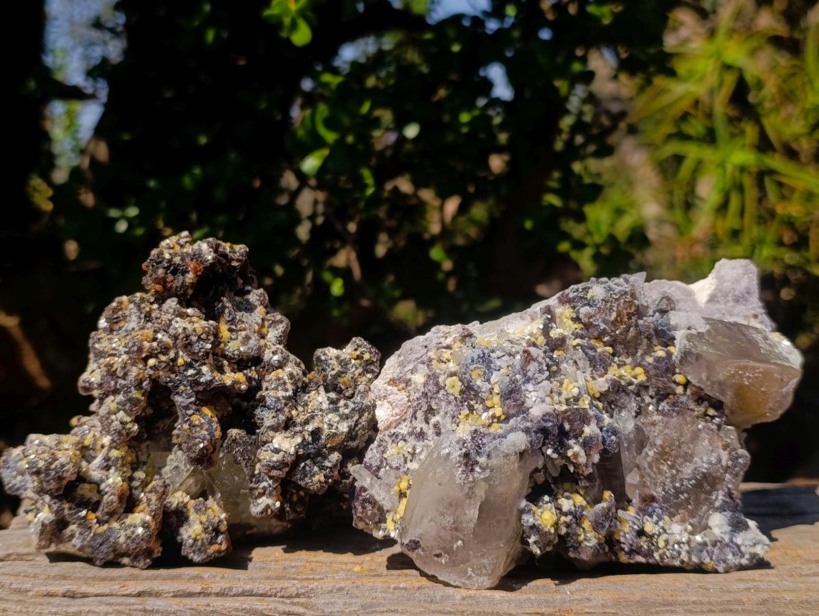 Natural Smokey Fluorite Specimens with Associated Minerals x 2 From Erongo, Namibia - Toprock Gemstones and Minerals 