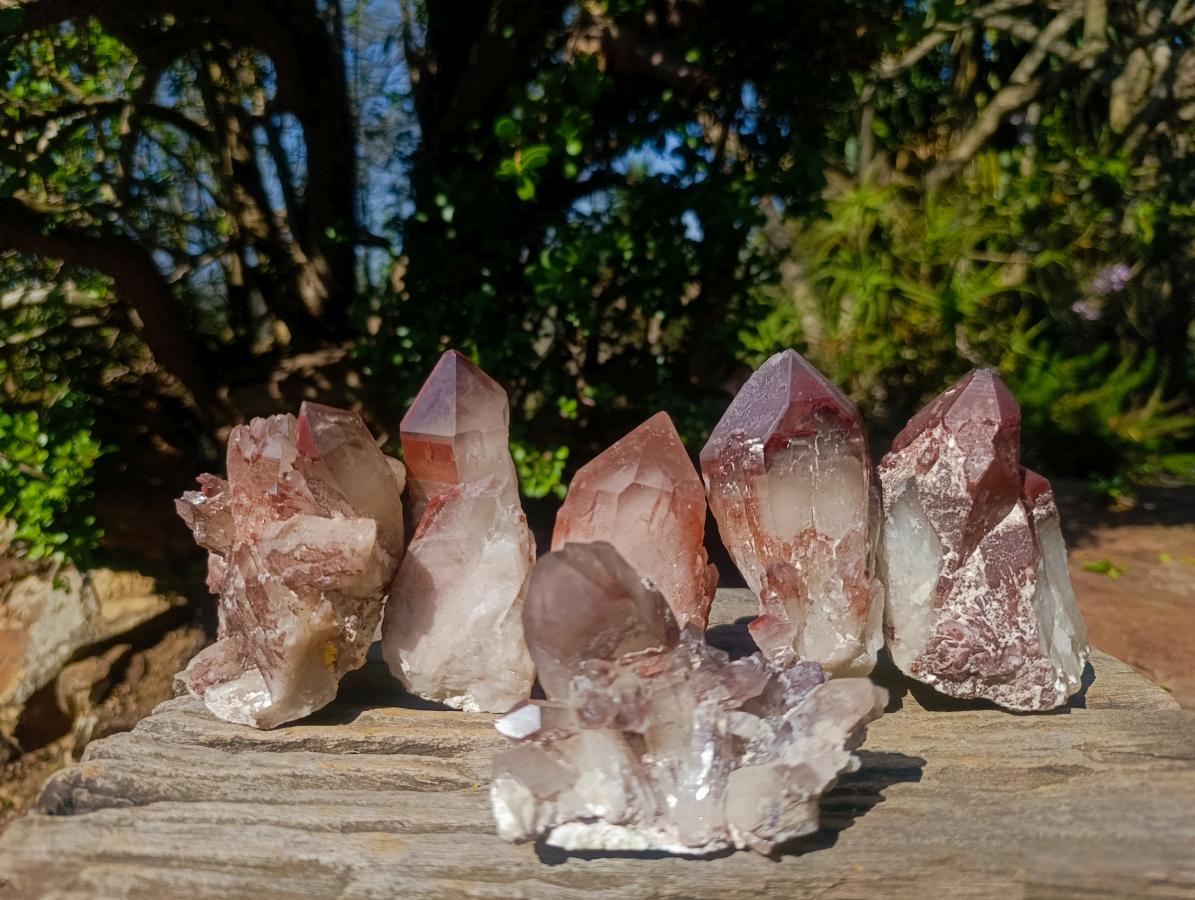 Natural Red Hematoid Quartz Crystals and Clusters x 6 From Karoi, Zimbabwe - Toprock Gemstones and Minerals 