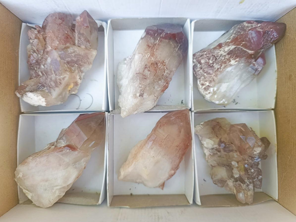 Natural Red Hematoid Quartz Crystals and Clusters x 6 From Karoi, Zimbabwe - Toprock Gemstones and Minerals 