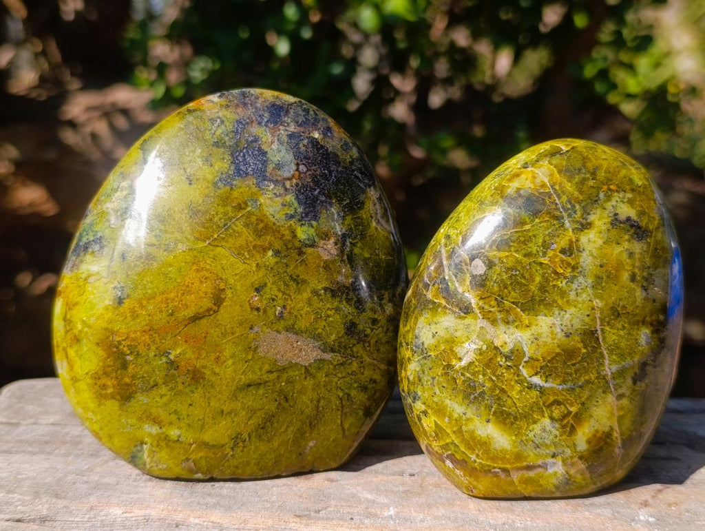 Polished Green Opal Standing Display Pieces x 3 From Betroka, Madagascar - Toprock Gemstones and Minerals 