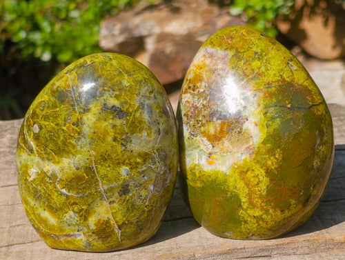 Polished Green Opal Standing Display Pieces x 3 From Betroka, Madagascar - Toprock Gemstones and Minerals 