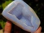 Polished and Natural Blue Lace Agate Free Forms and Standing Display Pieces x 13 From Nsanje, Malawi - Toprock Gemstones and Minerals 