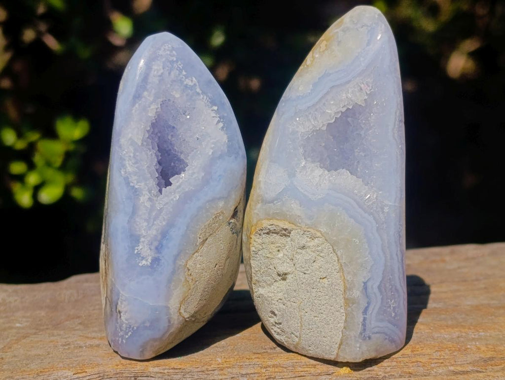 Polished and Natural Blue Lace Agate Free Forms and Standing Display Pieces x 13 From Nsanje, Malawi - Toprock Gemstones and Minerals 