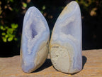 Polished and Natural Blue Lace Agate Free Forms and Standing Display Pieces x 13 From Nsanje, Malawi - Toprock Gemstones and Minerals 