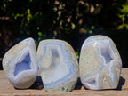 Polished and Natural Blue Lace Agate Free Forms and Standing Display Pieces x 13 From Nsanje, Malawi - Toprock Gemstones and Minerals 