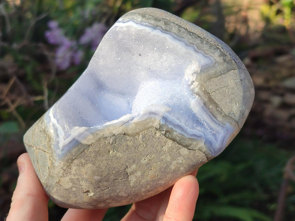 Polished Large Blue Lace Agate Standing Display Piece x 1 From Nsanje, Malawi - Toprock Gemstones and Minerals 