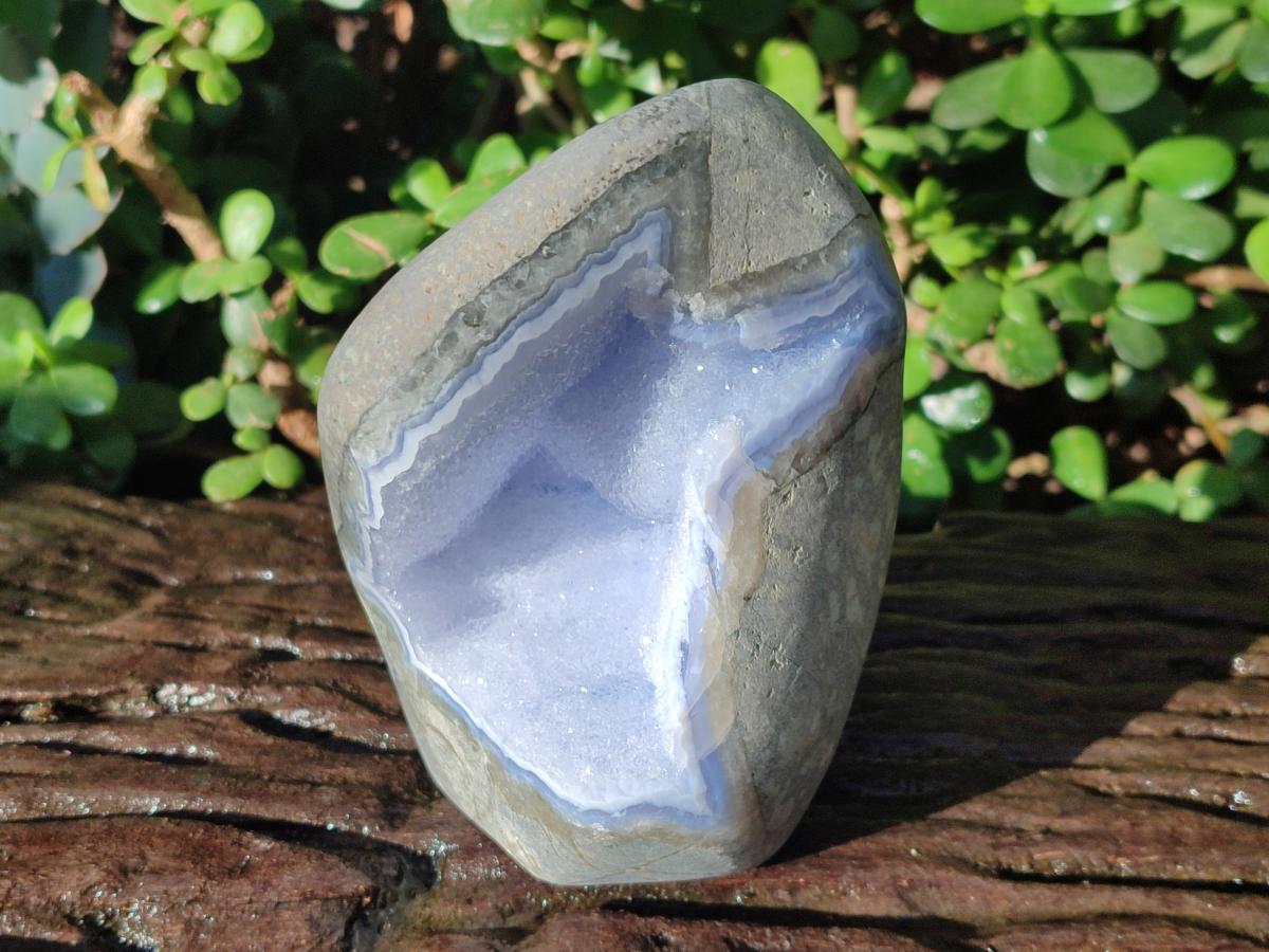 Polished Large Blue Lace Agate Standing Display Piece x 1 From Nsanje, Malawi - Toprock Gemstones and Minerals 