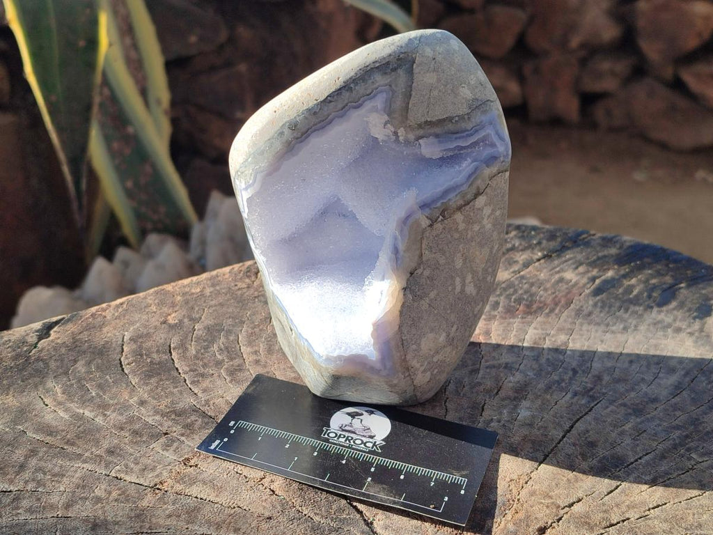Polished Large Blue Lace Agate Standing Display Piece x 1 From Nsanje, Malawi - Toprock Gemstones and Minerals 