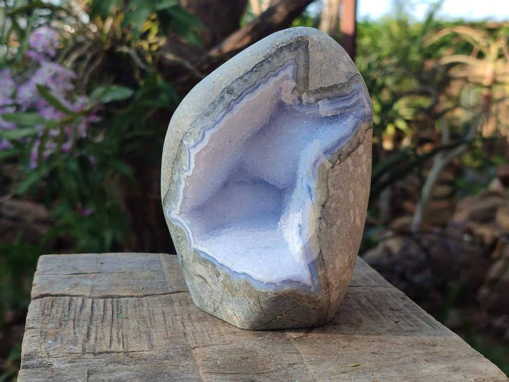 Polished Large Blue Lace Agate Standing Display Piece x 1 From Nsanje, Malawi - Toprock Gemstones and Minerals 