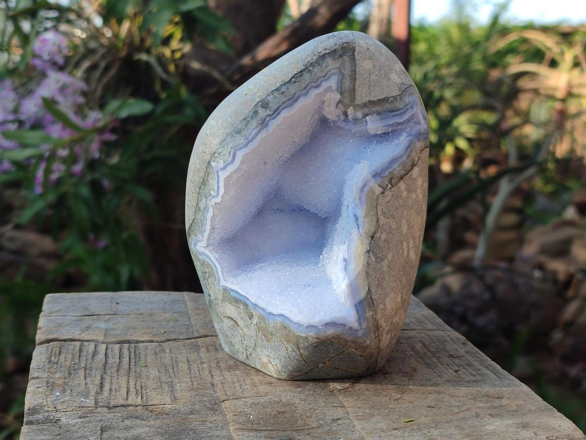 Polished Large Blue Lace Agate Standing Display Piece x 1 From Nsanje, Malawi - Toprock Gemstones and Minerals 