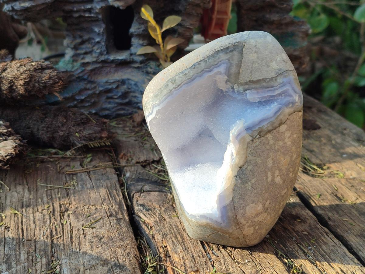 Polished Large Blue Lace Agate Standing Display Piece x 1 From Nsanje, Malawi - Toprock Gemstones and Minerals 
