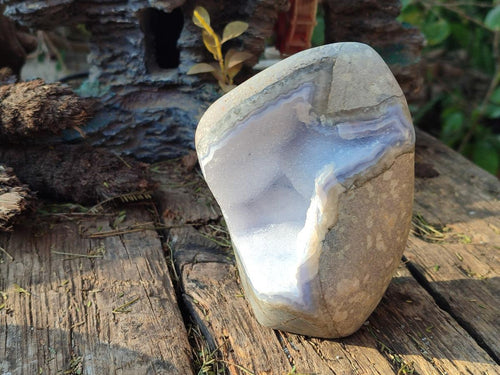Polished Large Blue Lace Agate Standing Display Piece x 1 From Nsanje, Malawi - Toprock Gemstones and Minerals 
