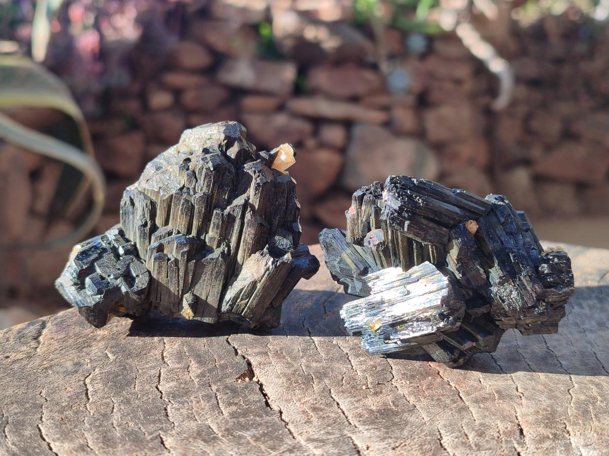 Natural Schorl Black Tourmaline Specimens x 6 From Erongo, Namibia - Toprock Gemstones and Minerals 