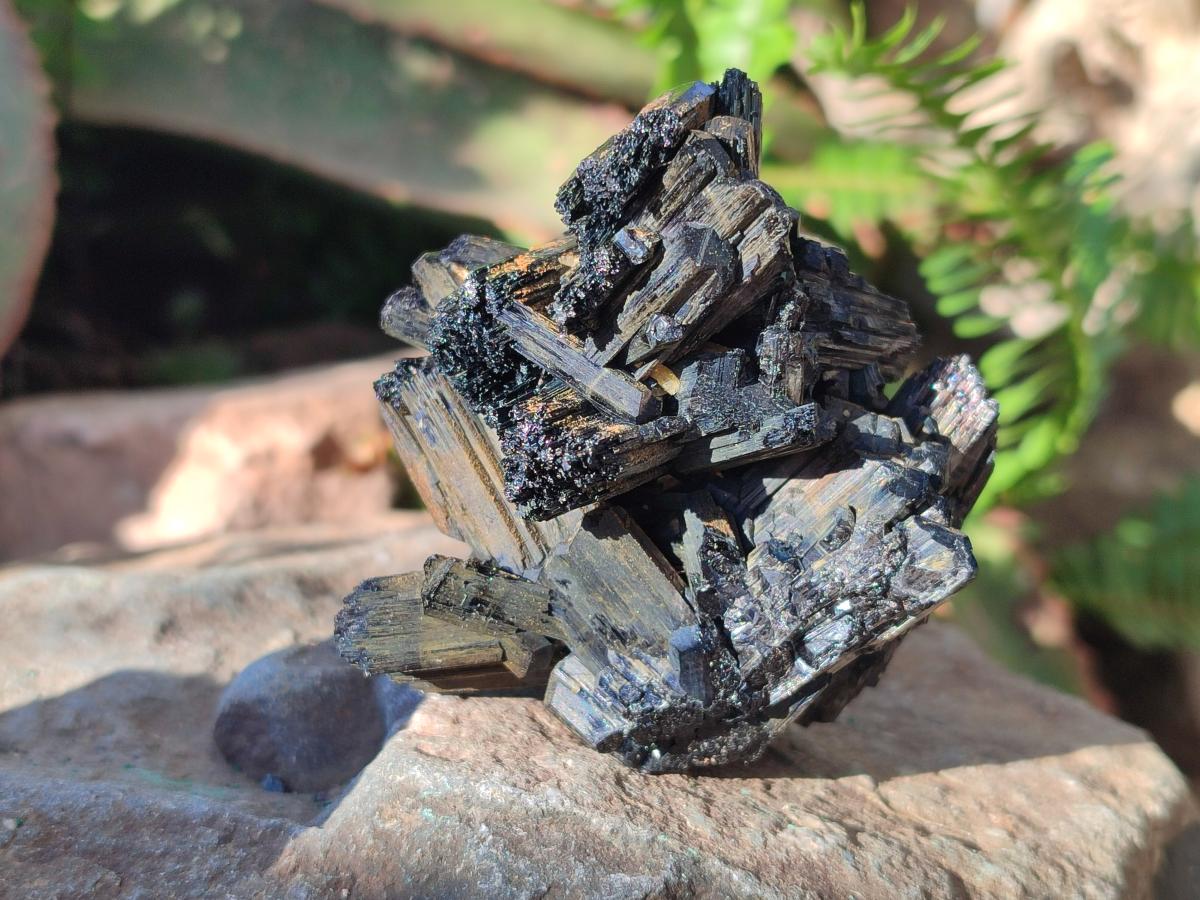 Natural Schorl Black Tourmaline Specimens x 6 From Erongo, Namibia - Toprock Gemstones and Minerals 