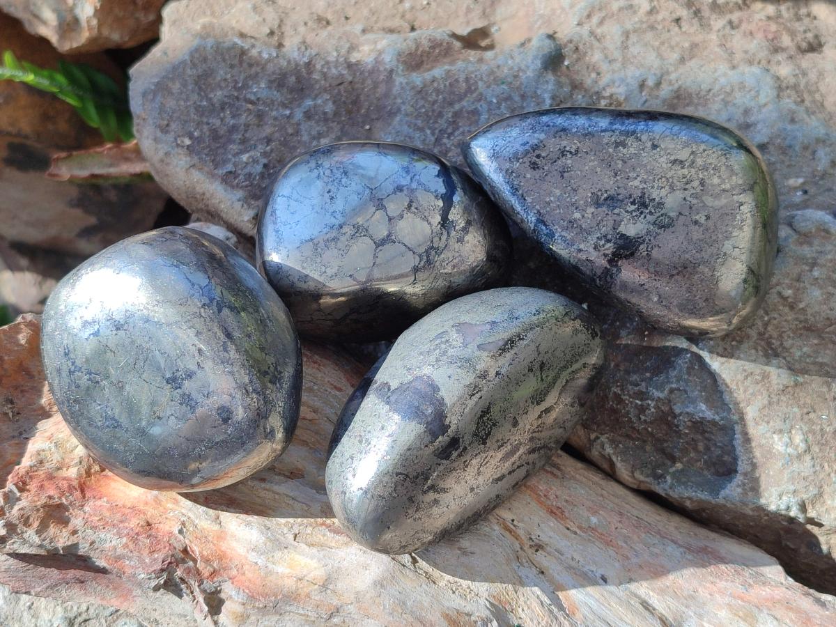 Polished Basalt Pharaoh Stone Free Forms x 4 From Iron Duke Mine, Zimbabwe - Toprock Gemstones and Minerals 