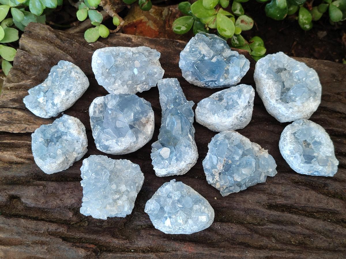 Natural Blue Celestite Specimens x 12 From Sakoany, Madagascar - Toprock Gemstones and Minerals 