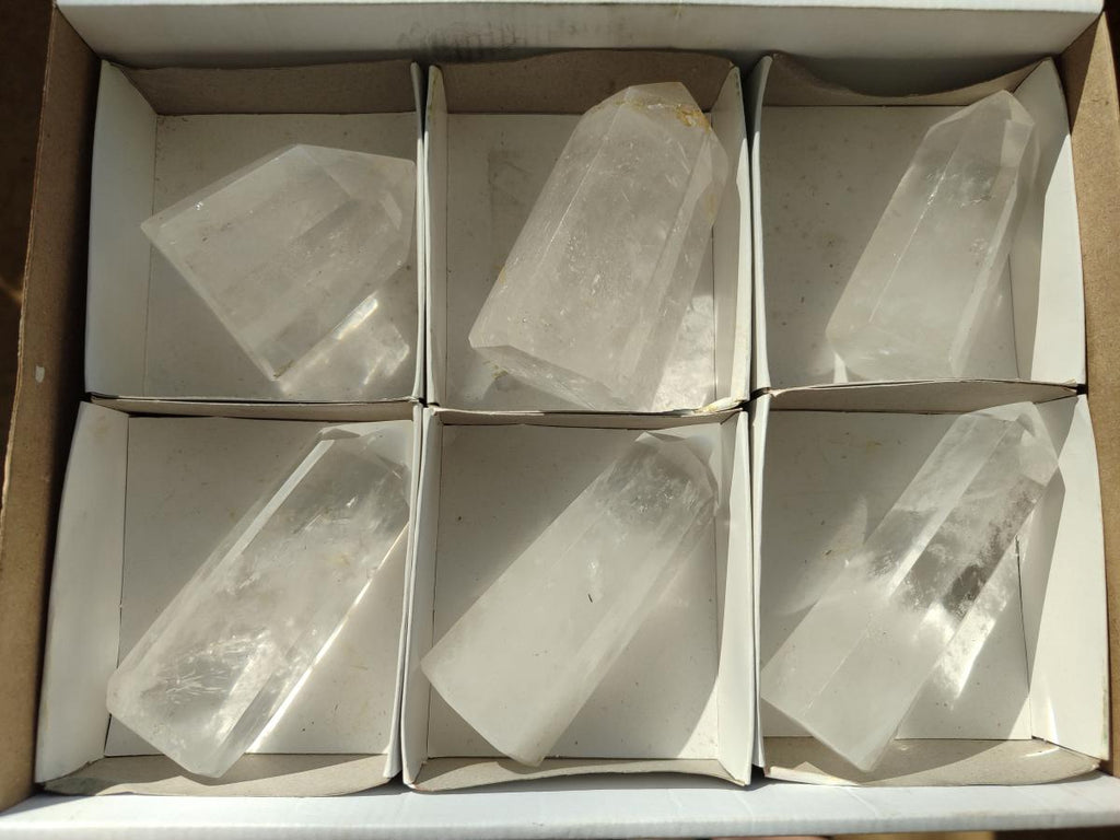 Polished Clear Quartz Crystals x 6 From Madagascar - Toprock Gemstones and Minerals 