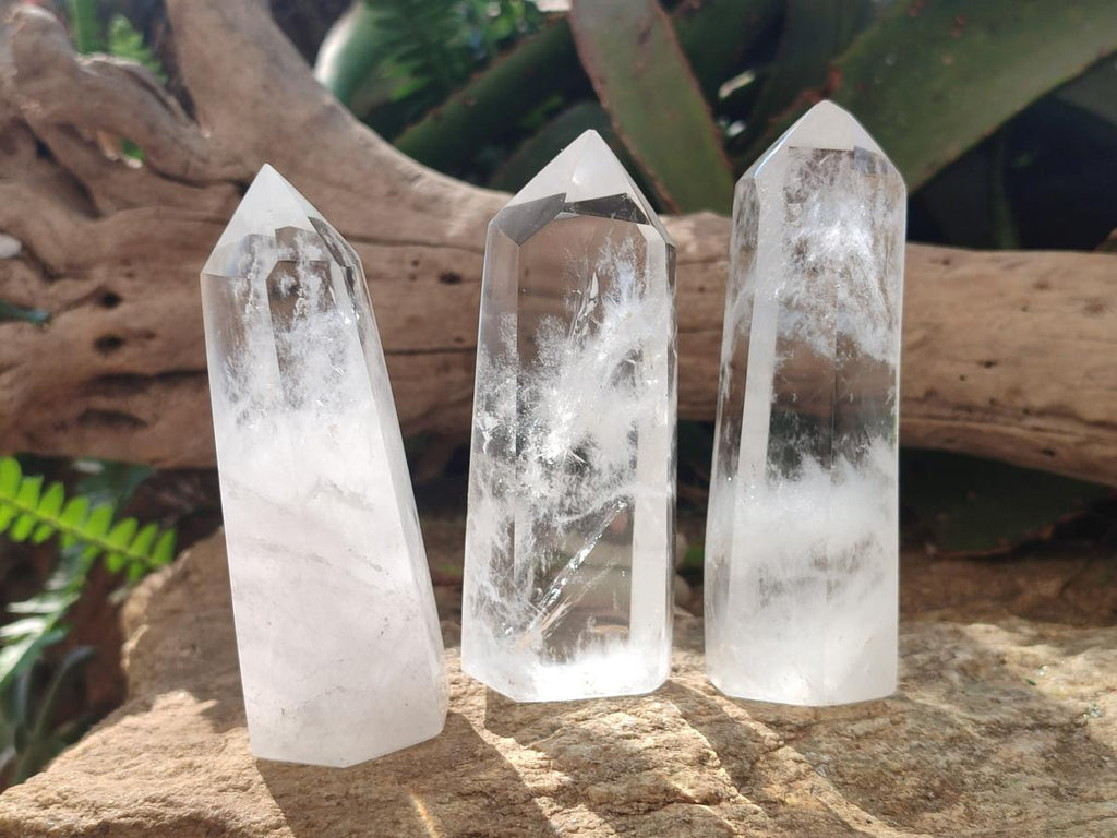 Polished Clear Quartz Crystals x 6 From Madagascar - Toprock Gemstones and Minerals 
