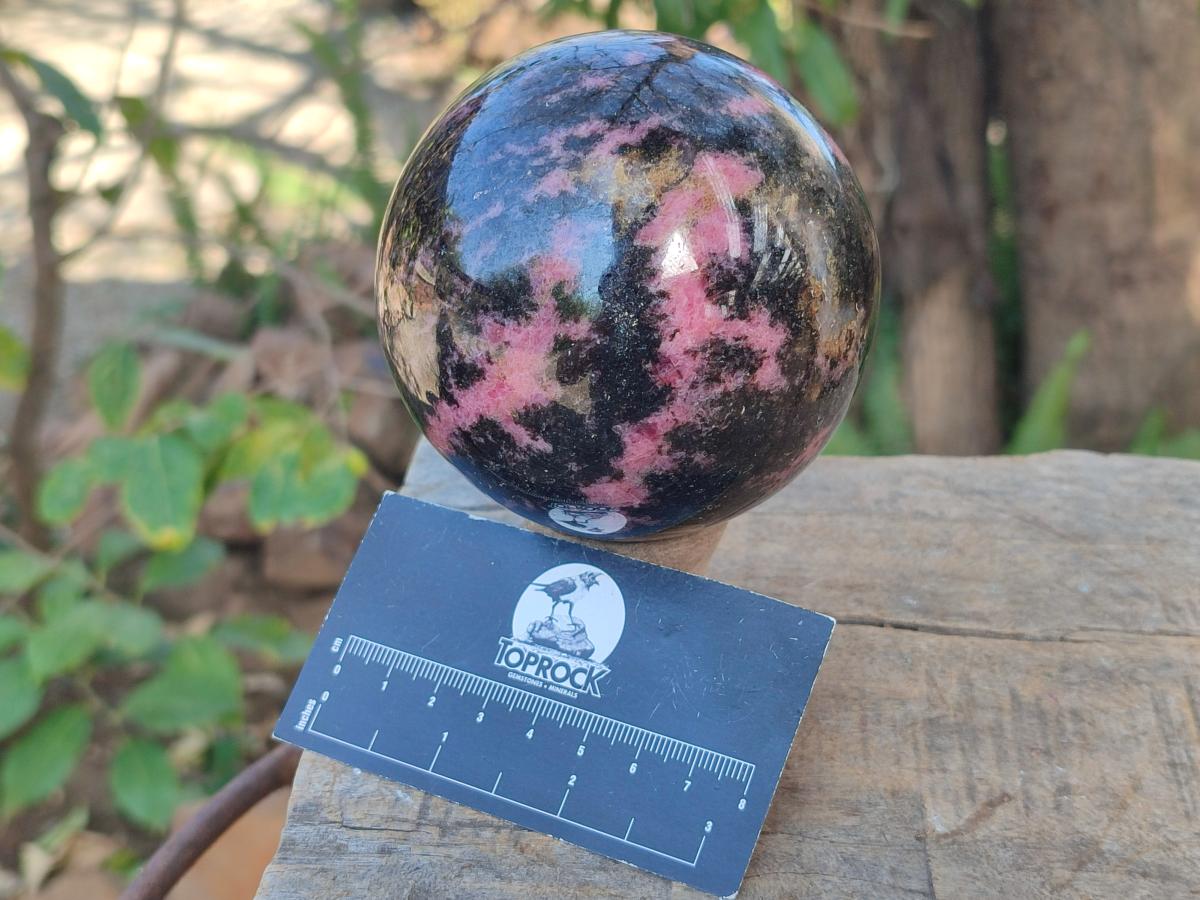 Polished Rhodonite Gemstone Spheres x 2 From Ambindavato, Madagascar - Toprock Gemstones and Minerals 